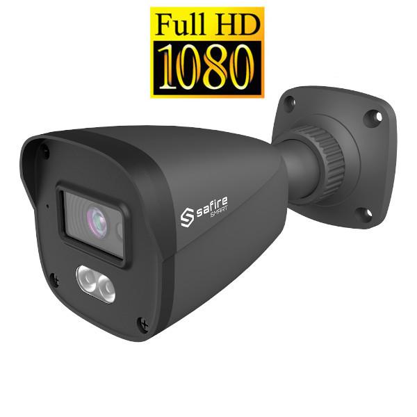 Cameră IP Bullet 40m IR și LED Alb, 2MP cu PoE CMOS și microfon, gri SSB1